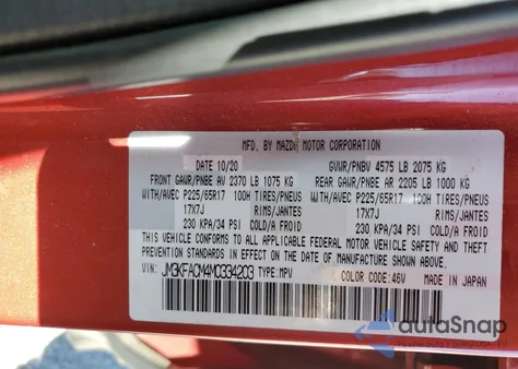 2021 Mazda Cx-5 Touring z USA, uszkodzony, nr VIN JM3KFACM4M0334203